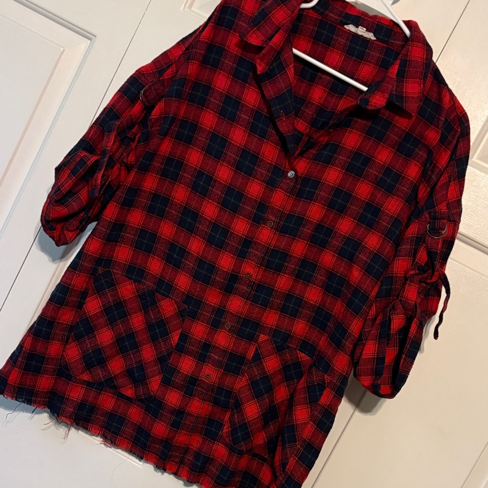 Easel Red and Black flannel tunic